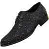 Générique Scarpe da uomo con paillettes brillanti a punta - Derbie britanniche con lacci eleganti in pelle verniciata per abbigliamento da ufficio Sofisticato da sera elegante e casual