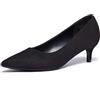 Zhabtuc Donna Elegante Décolleté con Tacco Gattino, Tacco Alto Sexy A Punta Tacchi Bassi Basato Comodo Slip-on Scarpe con Tacco Gattino 5 CM, camoscio Nero, 40 EU