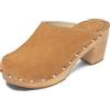 BeComfy Zoccoli Donna Legno Pelle Sabot Scamosciato Scarpe di Legno Ciabatte Tacchi Alti 35-41 EU (Beige, Numeric_35)