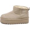 IF Stivali Stivaletti Mammut Da Donna Alla Caviglia Con Pelo Pelliccia Platform Zeppa Camoscio Sintetico P309 Beige N.38