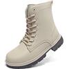 Topwolve Stivali Donna Impermeabili Stivaletti da Camminare Stivali da Neve Invernali Fodera Pelliccia Calda Doposci,Beige,38 EU