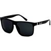 Locs Occhiali da sole rettangolari oversize con lenti a specchio Gangster, Nero , Medium