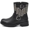 IF Stivali Biker da Donna con Borchie e Fibbie Stivaletti Motociclista Punk Rock S189 nero N.36