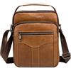 MANNUOSI Uomo Borse a spalla Zaino monospalla casual Borse a mano viaggio Vera pelle multitasche Borse organizer portatutto Marrone A