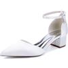 MlYJmer Donna Punta Chiusa Blocco Basso Tacchi Grossi Cinturino alla Caviglia Scarpe da Sposa da Sposa,Bianca,39 EU