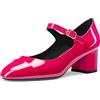 Castamere Medio Chunky Blocco Tacco Heel Rotonda Punta Mary Jane Pumps Ballo Dress 5 CM Heels Magenta Rosso A 41 EU