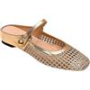 Generic Sandali Mary Jane da donna in tessuto con punta quadrata traforati e schiena scoperta, chiusura Mary Jane, casual, comode, morbide, retrò, punta chiusa, pantofole, dorato, 39.5 EU