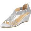 PIZZ ANNU Sandali Donna Estive Con Zeppa Strass Scarpe Eleganti Comodi Sandalo Estivo Ballo Sposa