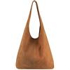 OBC Only-Beautiful-Couture OBC Made in Italy Borsa a mano da donna in pelle METALLIC Shopper Borsa a tracolla Hobo-Bag Borsa a sacchetto Argento, Marrone (Cognac (Wildleder)), ca.: 44x33x18 cm (BxHxT)