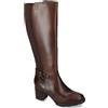 Valleverde 17206 Stivali Donna in Pelle, Marrone, Tacco 5 cm, Cerniera Laterale, Fibbia Decorativa