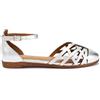 Frau - Ballerina in Pelle Laminata Traforata, Argento, 35