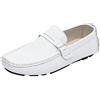 rismart Uomo Guida Auto Scivolare su Comfort Casuale Pelle Mocassini Scarpe A006(Bianco,43 EU)
