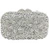 Boutique De FGG Pochette da donna con fiori di cristallo, mini borse da sera, per feste di nozze, con strass, mini, Argento, Fit For Iphone 8