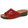 Fly Flot Capranica, Ciabatte Donna in Ecopelle, con Strappo Regolabile, Sottopiede in Pelle, Sandali, Rosso, 40 EU