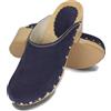 BeComfy Zoccoli Donna Legno Pelle Sabot Scamosciato Scarpe di Legno Ciabatte Tacchi Alti 35-41 EU (Blu Scuro, Numeric_36)