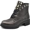 IF Fashion Stivaletti Stivali Scarpe da Donna Lacci Anfibi borchie Perle Perline Nastro Strass MS1555 gun Canna di fucile N.38