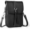 befen Piccola borsa a tracolla in vera pelle da donna, multi tasca per telefono cellulare, borsa a tracolla con blocco RFID slot per carte, nero