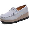 SRUQ Mocassini Donna Loafers in Pelle Nappa Scarpe con Plateau Comode con Zeppa per Camminare alla Guida (Grigio, Numeric_37)