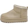 IF Stivali Stivaletti Mammut Da Donna Alla Caviglia Con Pelo Pelliccia Platform Zeppa Camoscio Sintetico R-17 Beige N.41