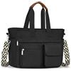 JUYANO Borse da Donna, Grande Borsa Donna Porta PC da 13-14 Pollici, Leggero Velluto a Coste Borse Tracolla di Numerose Tasche e Zip - Tote Bag per Viaggo Lavoro Universita Ufficio Shopper Nera
