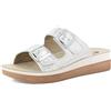 inblu Ciabatte Donna a Doppia Fascia Cangiante con Fibbie, Plantare in Vera Pelle e Suola Bicolore, Bianco, 40