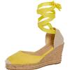 Lora Dora Donne Espadrille Zeppa Sandali Donne Strappy Zeppa in Iuta Scarpe Estive Cinturini alla Caviglia, Limone, 37 EU
