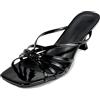 MISSCAI Sandali Donna con Tacco Eleganti Estive Sandali Cerimonia Donna Punta Quadrata Mules Donna con Cinturini Sottili Effetto Vernice Tacco 7,5 cm Scarpe Estate per Matrimonio Festa Sera Nero 36