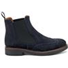 Frau, Stivaletti Casual Donna in Pelle Scamosciata Blu con Lavorazione all'Inglese con Coda di Rondine, Elastico Bilaterale Nero, Pull Up sul Retro, Suola Antiscivolo in Gomma TPU, Made in Italy