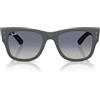 Ray-Ban Rb4840s Mega Wayfarer Liteforce - Occhiali da sole quadrati, Grigio Sabbia/Grigio Sfumatura Blu, 52 mm