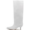 IF Stivali alti donna eleganti A punta affusolata tacco Kitten Heels sottile medio comodi chic moda classica A9813 Bianco N.37