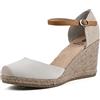 WHITE MOUNTAIN Women's Discover Wedge Sandal, Natural Fabric, 38 EU