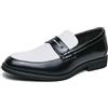 Kanggrei Mocassino da Uomo Bicolore Slip on Vestito Patchwork Scarpe Formali in Pelle PU Indossa Scarpe Classiche Oxford da Lavoro Casual(Color:White Black,Size:45 EU)