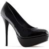 Andrés Machado - Décolleté Particolari in Similpelle Nera per Donna/Ragazza con Tacco di 14,0 cm, Plateau e Punta Tonda - Tacchi Alti - AM453 - Nero Lucido, dalla Taglia EU 35