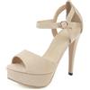 LarDorLin Donna Tacco a Spillos Estate Plateau Sandals Semplici Punta Aperta Sposa Damigella D'Onore Tacco Alto Bowknot Sandali Beige Numero 37 EU (38 Cn)