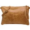 SH Leder, borsetta a tracolla in vera pelle Clara, pochette, borsa da sera, vintage, dimensioni: 33 x 22 cm, G396, cognac, M