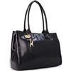 Catwalk Collection Handbags - Grande Tote Bag in Vera Pelle - Borsa a Spalla Donna - Borsa a Mano Formato A4 da Lavoro - Kensington - Nero