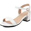 Smilice Sandali da donna accoglienti con tacco a blocco aperto scarpe estive, Bianco 1, 34 EU