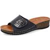 Fly Flot Capranica, Ciabatte Donna in Ecopelle, con Strappo Regolabile, Sottopiede in Pelle, Sandali, Blu, 40 EU