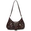LOXOMU Piccola borsa a tracolla punk da donna, stile punk Y2K, borsa hobo in morbida pelle PU per uso quotidiano, Rosso, small