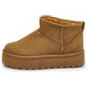 IF Stivali Stivaletti Mammut Da Donna Alla Caviglia Con Pelo Pelliccia Platform Zeppa Camoscio Sintetico R-17 Camel N.40