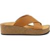 Frau - Ciabatta a Incrocio in Pelle con Zeppa, Marrone, 35