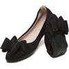 YOUNIFIZ Ballerine da donna pieghevoli alla moda papillon comfort a punta slip on ballerina da donna casual comfort finto camoscio mocassini, Nero , 38 EU