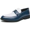 Kanggrei Mocassino da Uomo Bicolore Slip on Vestito Patchwork Scarpe Formali in Pelle PU Indossa Scarpe Classiche Oxford da Lavoro Casual(Color:White Blue,Size:42 EU)