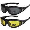 X-CRUZE Choppers - Confezione da 2 occhiali da sole con rivestimento notturna notturni notte night vision Unisex Donna Uomo - 1x Modello 01 (nero / nero) e 1x Modello 03 (nero / giallo) - Modello 01 + 03 -