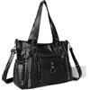 Gluckstar Borsa Donna Shopper PU, Borsa a Mano e Spalla, Tracolla Nero