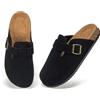 LANGDU Sabot Uomo Donna Pelle Scamosciata Chiuse Ciabatte Comode Scarpe Nero 46 EU