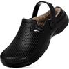 Hsyooes Zoccoli Donna Invernali Uomo Pantofole Impermeabile Sabot Scarpa Giardino Pelliccia Ciabatte Imbottite e Calde Pantofole da Giardino Ciabatte Antiscivolo 38EU Nero-A