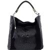 Bottega Carele Borsa Donna a spalla in vera pelle scamosciata stampata cocco made in Italy BC229 (Nero)