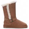 Infinity Leather Invernali da Donna in Pelle di Pecora Scamosciata Marrone Chiaro Redwood Stivali Slip On Con Cerniera e Fodera in Pelliccia Suola Antiscivolo Per Esterni Calzature Calde ed Eleganti Per il Freddo