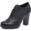 IF Fashion Scarpe da Donna Stringate Francesine Ricamo Tacco Grosso Pelle Sintetica CH2183 Nero N.36